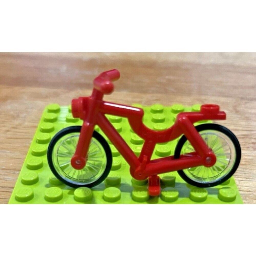 Lego Minifig RED BICYCLE - City Town Boy Girl Bike w/2 Black Wheels Tires
